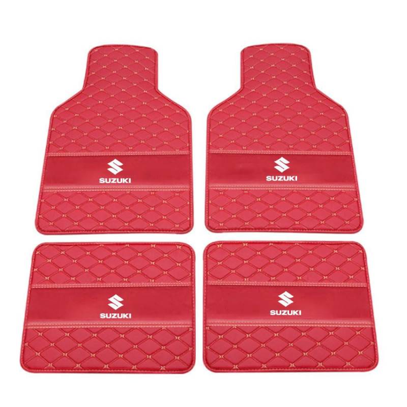 DTNNW Auto Leder Fußmatten Fussmatten für Suzuki Swift Sport 2014-2020 2021 2022 2023 2024 2025 Allwetter Antirutschmatte Anpassen Teppiche Fussmatten Protection Zubehör,Redstyle von DTNNW