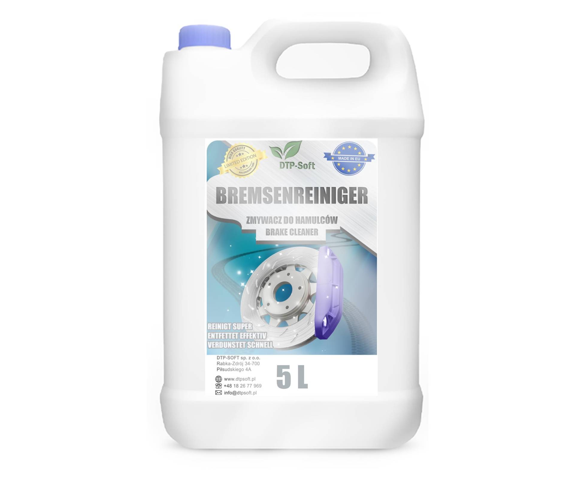 DTP-SOFT Bremsenreiniger 5 Liter | Werkstattreiniger Frei von Aceton | Teilereiniger Entfetter Montagereiniger Acetonfrei 5 L DTP-SOFT Bremsenreiniger 5 Liter | Werkstattreiniger Frei von Aceton | Teilereiniger Entfetter Montagereiniger Acetonfrei 5 L von DTP-SOFT