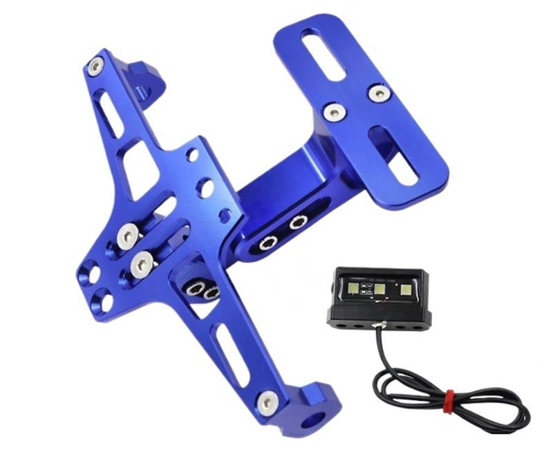 Kennzeichenhalter Fit Für Honda Hornet 900 600 CB600F CB600F 1998-2014 Motorrad Einstellbare Hinten Kennzeichen Halter Halterung LED Licht Seitliche Kennzeichenhalterung(Blue) von DTYBJN