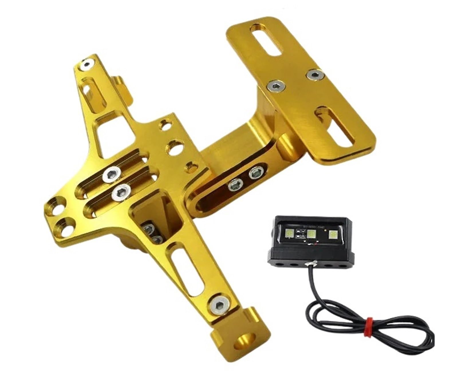Kennzeichenhalter Fit Für Honda Hornet 900 600 CB600F CB600F 1998-2014 Motorrad Einstellbare Hinten Kennzeichen Halter Halterung LED Licht Seitliche Kennzeichenhalterung(Gold) von DTYBJN