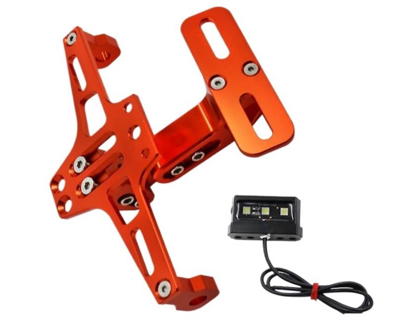 Kennzeichenhalter Fit Für Honda Hornet 900 600 CB600F CB600F 1998-2014 Motorrad Einstellbare Hinten Kennzeichen Halter Halterung LED Licht Seitliche Kennzeichenhalterung(Orange) von DTYBJN