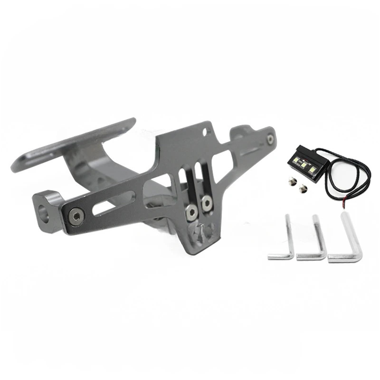 Kennzeichenhalter Motorrad-Kennzeichenhalter hinten, Blinker, passend für Honda, passend für Suzuki, passend für Kawasaki MT07 MT09 MT10 Seitliche Kennzeichenhalterung(Titanium with Light) von DTYBJN