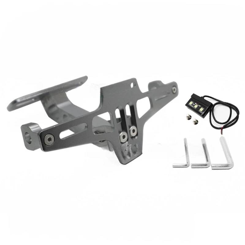 Kennzeichenhalter Motorrad-Kennzeichenhalter hinten, Blinker, passend für Honda, passend für Suzuki, passend für Kawasaki MT07 MT09 MT10 Seitliche Kennzeichenhalterung(Titanium with Light) von DTYBJN