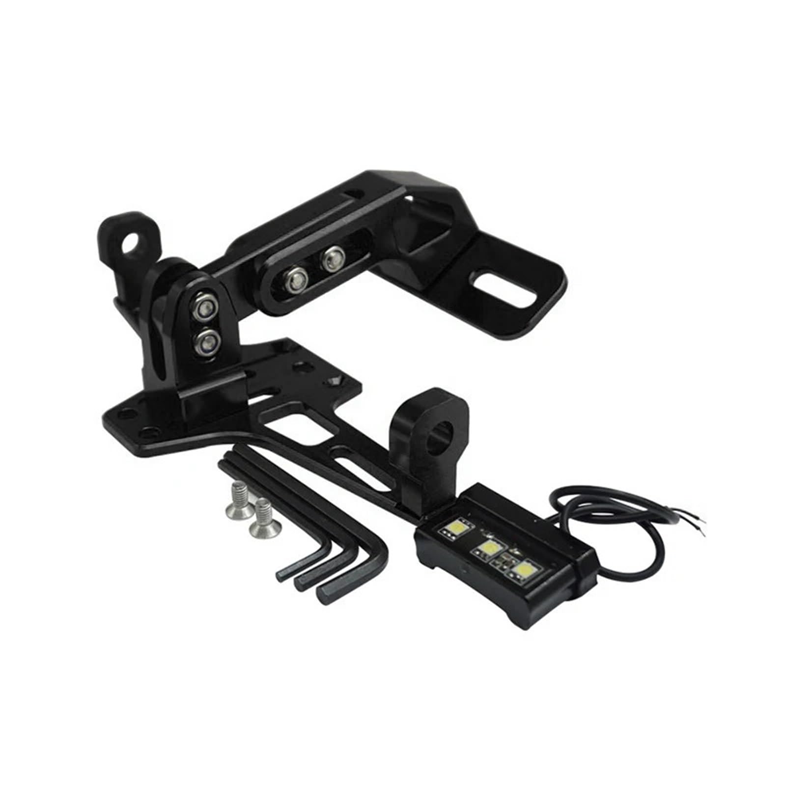 Kennzeichenhalter Motorrad Universal Zubehör Aluminium Legierung Versenkbare Lizenz Halterung Kennzeichen Halter Mit LED Licht Seitliche Kennzeichenhalterung(Style 4) von DTYBJN