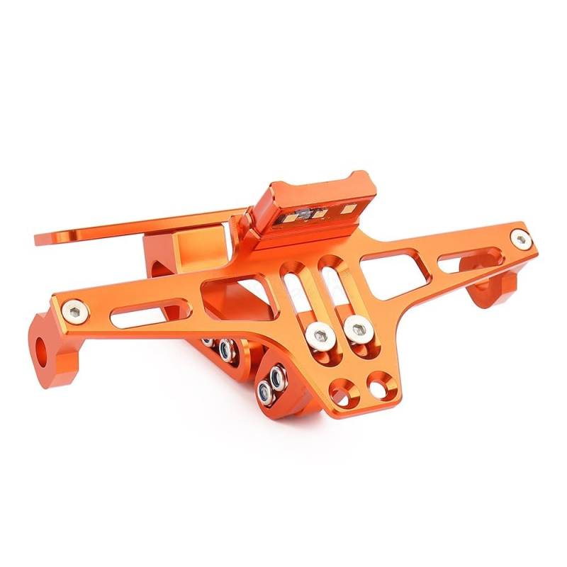 Kennzeichenhalter Passend für KTM Duke 125 200 390 790 990 1190 Motorrad Einstellbare Heckklappe Kennzeichenhalter Halterung LED-Licht Seitliche Kennzeichenhalterung(Orange) von DTYBJN