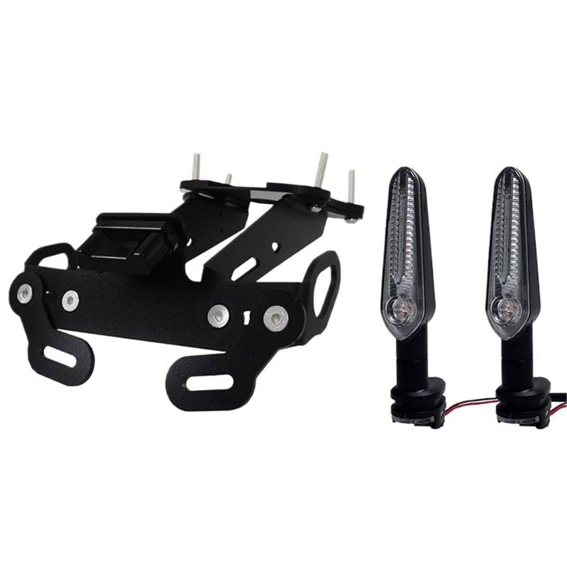 Kennzeichenhalter Passend für Yamaha MT-09 MT09 MT 09 SP 2021 2022 Hintere Registrierungshalterung Kennzeichenhalter Rahmen Heck ordentlich mit LED-Licht Seitliche Kennzeichenhalterung(No Mark with Si von DTYBJN