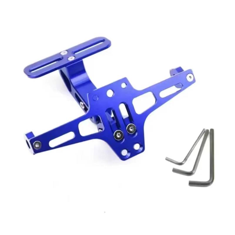 Kennzeichenhalter Universell verstellbare Kennzeichenhalterung für Motorräder. Blinkerhalter hinten. Seitliche Kennzeichenhalterung(Blue) von DTYBJN
