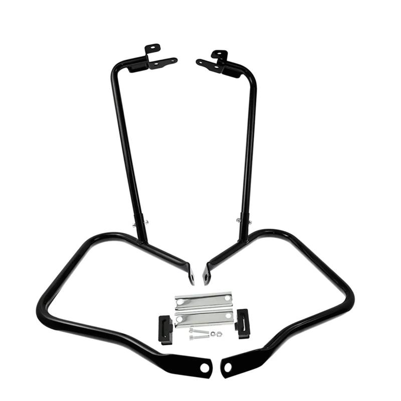 motorrad stoßstangen blöcke Motorrad-hintere Satteltasche mit Stützstangensatz passend für Harley Touring King Road Electra Street Glide 97-08 14-20 Motor Stoßstange(Black Color 2014-Up) von DTYBJN