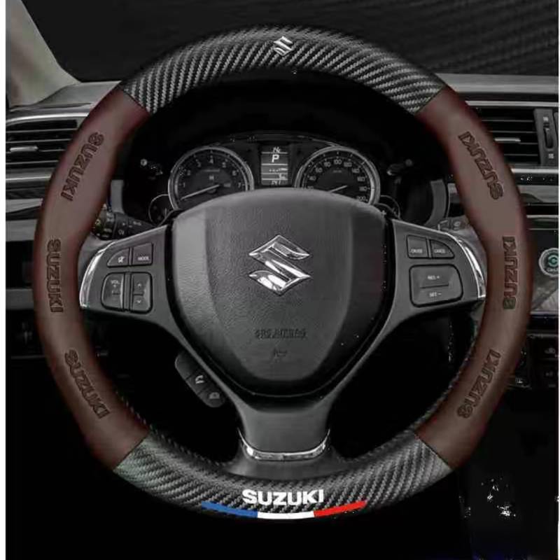 Leder Auto Lenkradbezug für Suzuki Vitara Brezza 2020-2024, Super Anti-Rutsch Lenkradhülle in Leder Lenkrad Abdeckung Anti Rutsch Lenkradabdeckung LenkradschonerMode,B von DUANJIAN