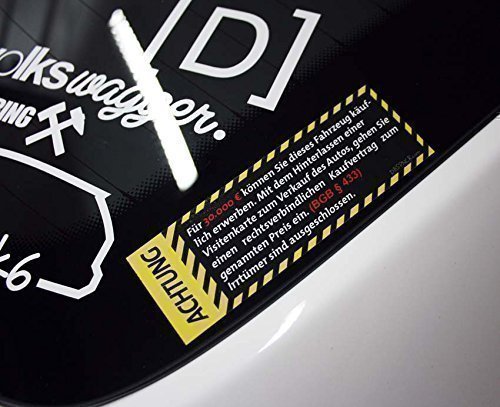 DBSPNCR AUTOVERKAUF Sticker INNEN & AUSSEN Kaufvertrag 30K 30.000 Autohändler Aufkleber JDM - Dub DUBWAY (außenklebend) von DBSPNCR