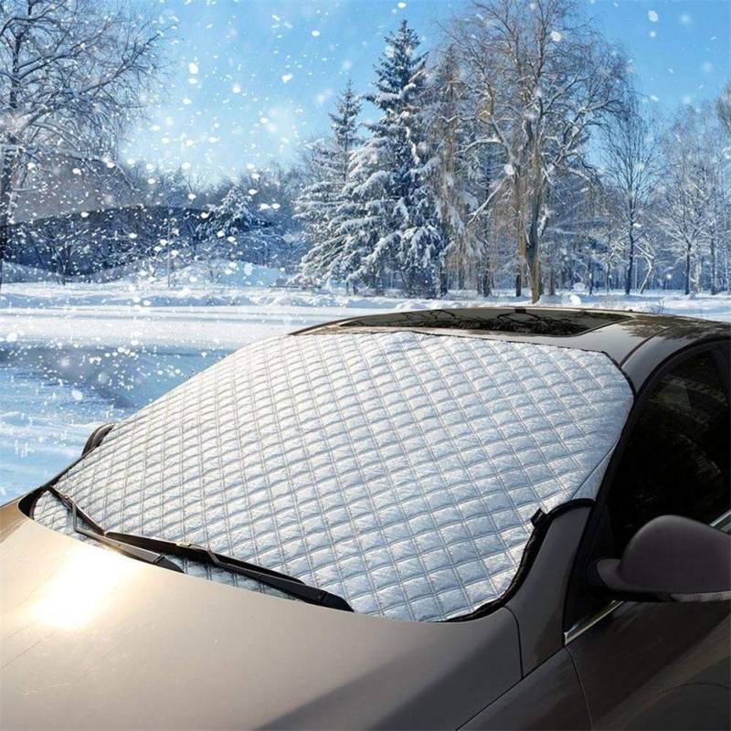 DUBENS Frontscheibenabdeckung Auto Abdeckung, Winterabdeckung Frostabdeckung, Faltbare Abnehmbare Auto Abdeckung für die Windschutzscheibe gegen Schnee, EIS, Frost, Staub, Sonne von DUBENS