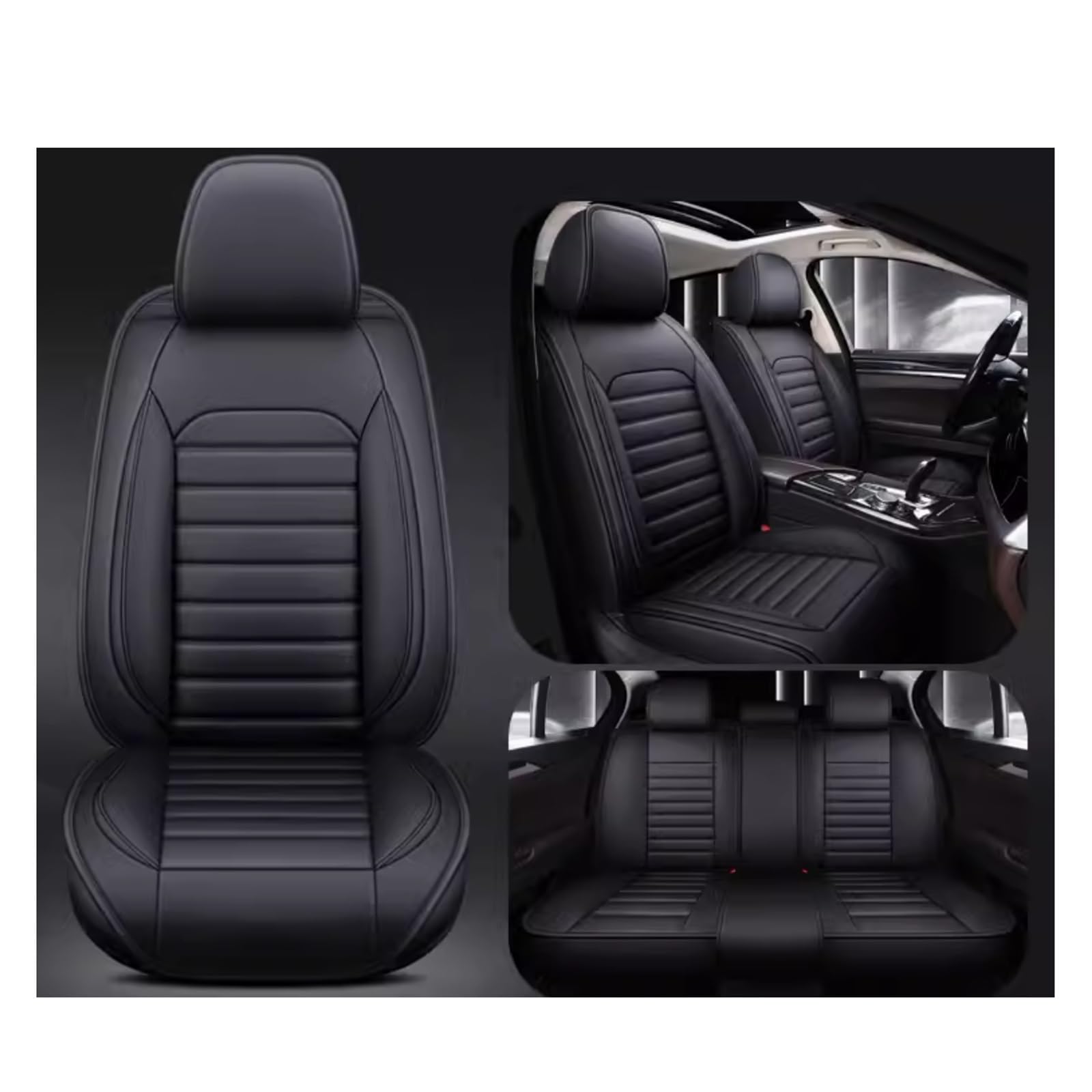 Full Set Auto Sitzbezüge für Isuzu D-Max (2022), Wasserdichter Leder-Autositzbezug, Seasons Protectors VerschleißFest, 5-Sitzer Autositzbezug Universal (Color : Black) von DUBOM