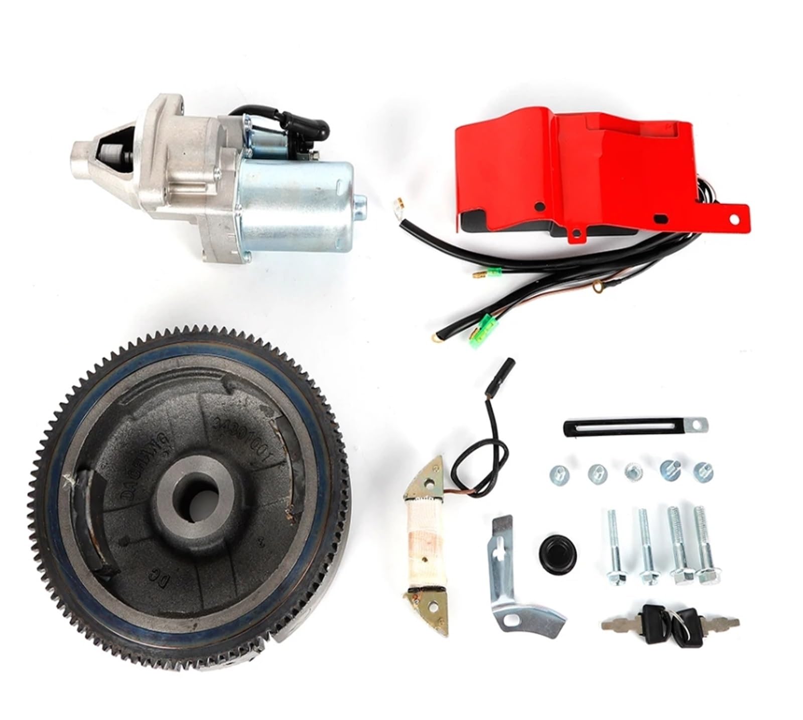 Anlasser Elektrischer Anlasser Zündung Kit Schwungrad Starter Schlüsselschalter Spule PASST Für GX390 13HP GX340 11HP Starter Motor von DUDUYANG