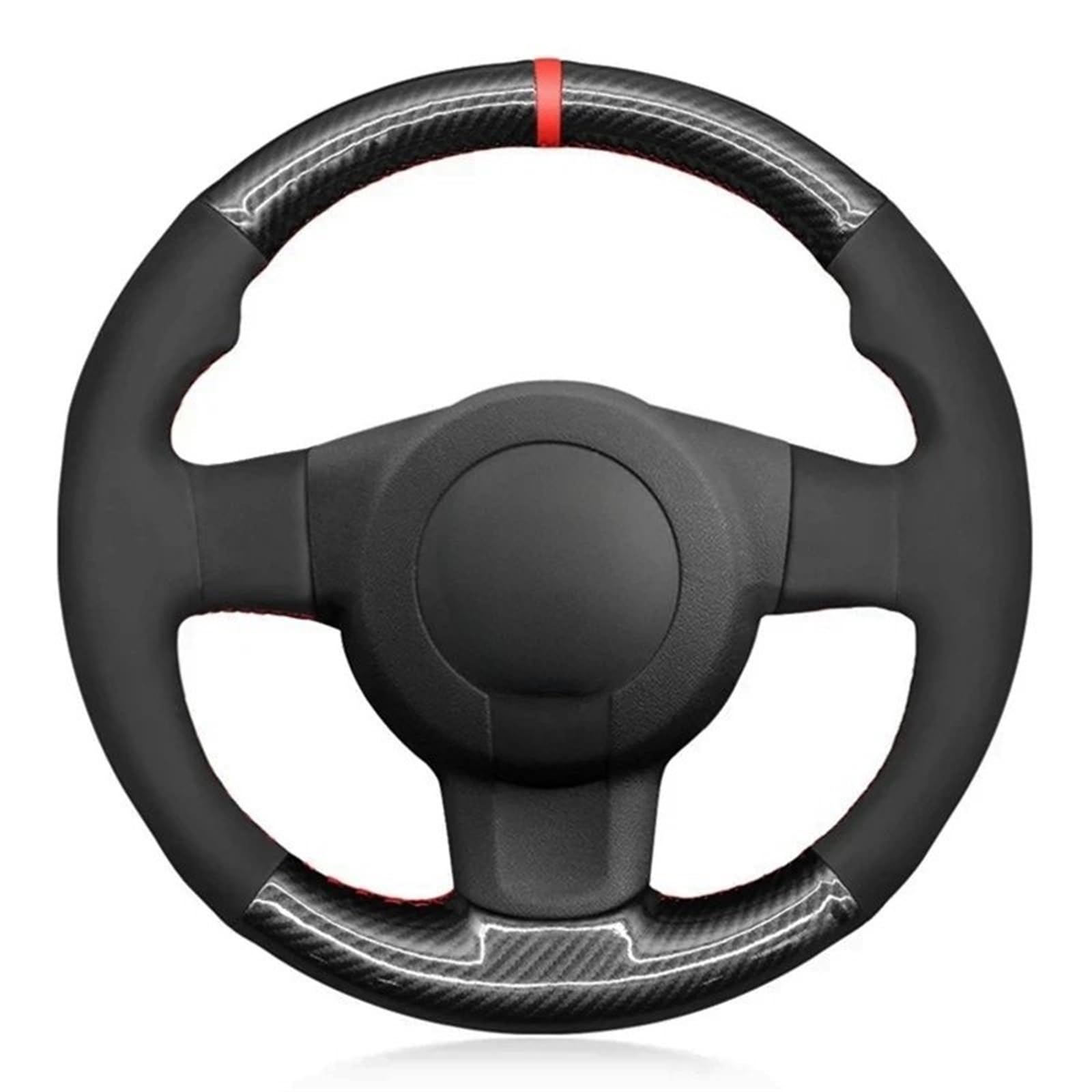 Auto-Lenkradabdeckung Für Seat Für Leon (1P) Für FR 2007 Für Leon (1P) Für Cupra 2007 Für Ibiza (6L) Für FR 2006 Wildleder-Carbonfaser-Lenkradabdeckung Autozubehör Lenkradabdeckung(Red Thread) von DUDUYANG