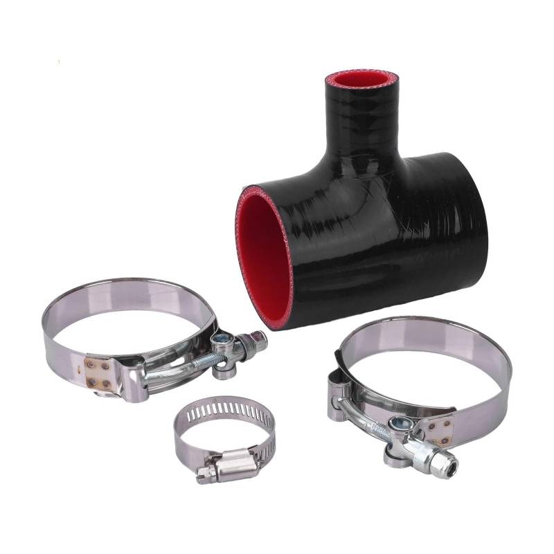 Luftansaugschlauch Ladeluftkühler-Kit Rohr Mit Klemmen T-Stück Silikonschlauch 51–76 Mm 3-Wege-BOV-Ablassventiladapter 4-lagiger Koppler Sport-ID 25/34 Mm Ansaugrohr(63x25mm) von DUDUYANG