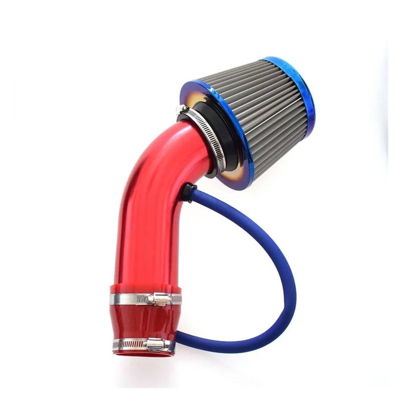 Luftansaugschlauch Universal 3 Zoll 76MM Auto Automobil Racing Air Intake Filter Aluminium Rohr Power Flow Kit Ansaugrohr(Rot) von DUDUYANG