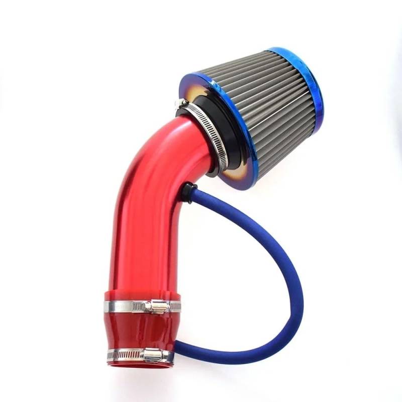 Luftansaugschlauch Universal Auto Automobil Racing Air Intake Filter Aluminium Rohr Power Flow Kit 3 Zoll 76MM Ansaugrohr(Rot) von DUDUYANG