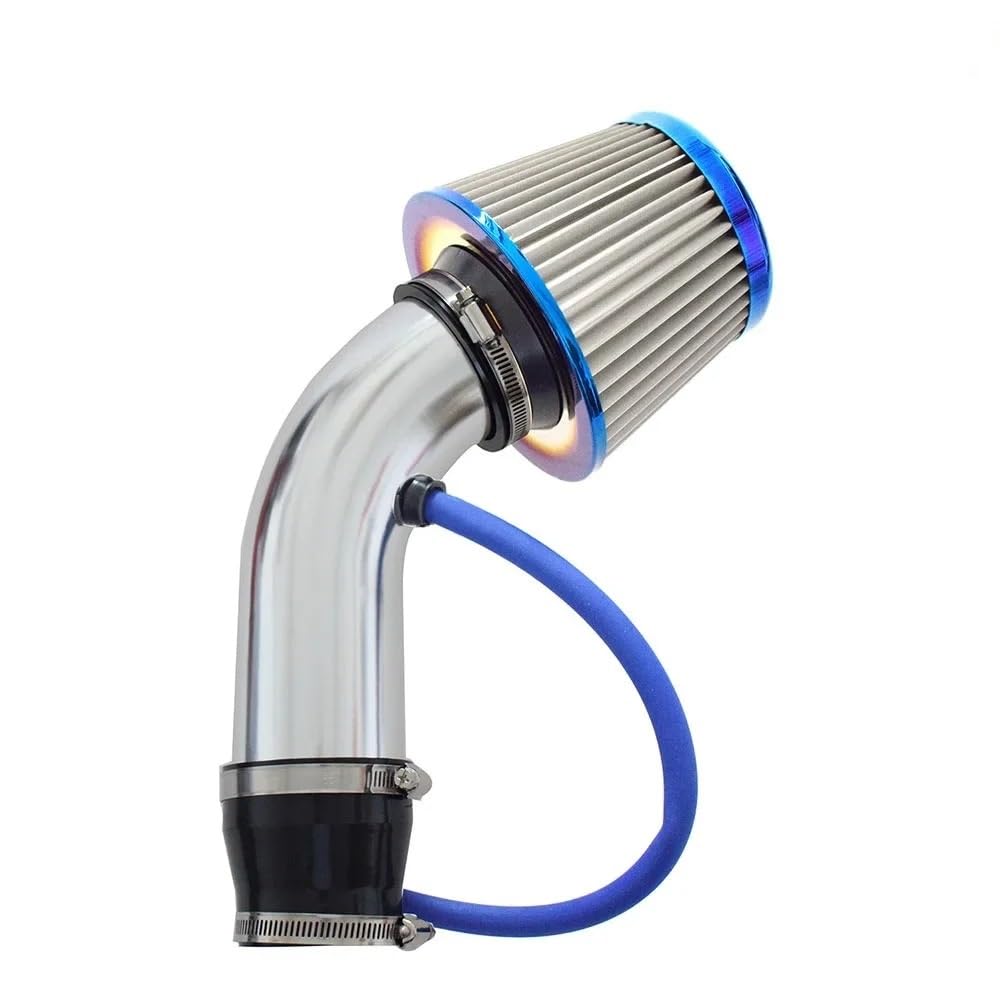 Luftansaugschlauch Universal Auto Automobil Racing Air Intake Filter Aluminium Rohr Power Flow Kit 3 Zoll 76MM Ansaugrohr(Silber) von DUDUYANG