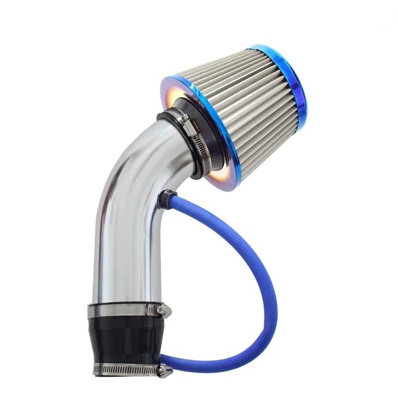 Luftansaugschlauch Universal Auto Automobil Racing Air Intake Filter Aluminium Rohr Power Flow Kit 3 Zoll 76MM Ansaugrohr(Silber) von DUDUYANG
