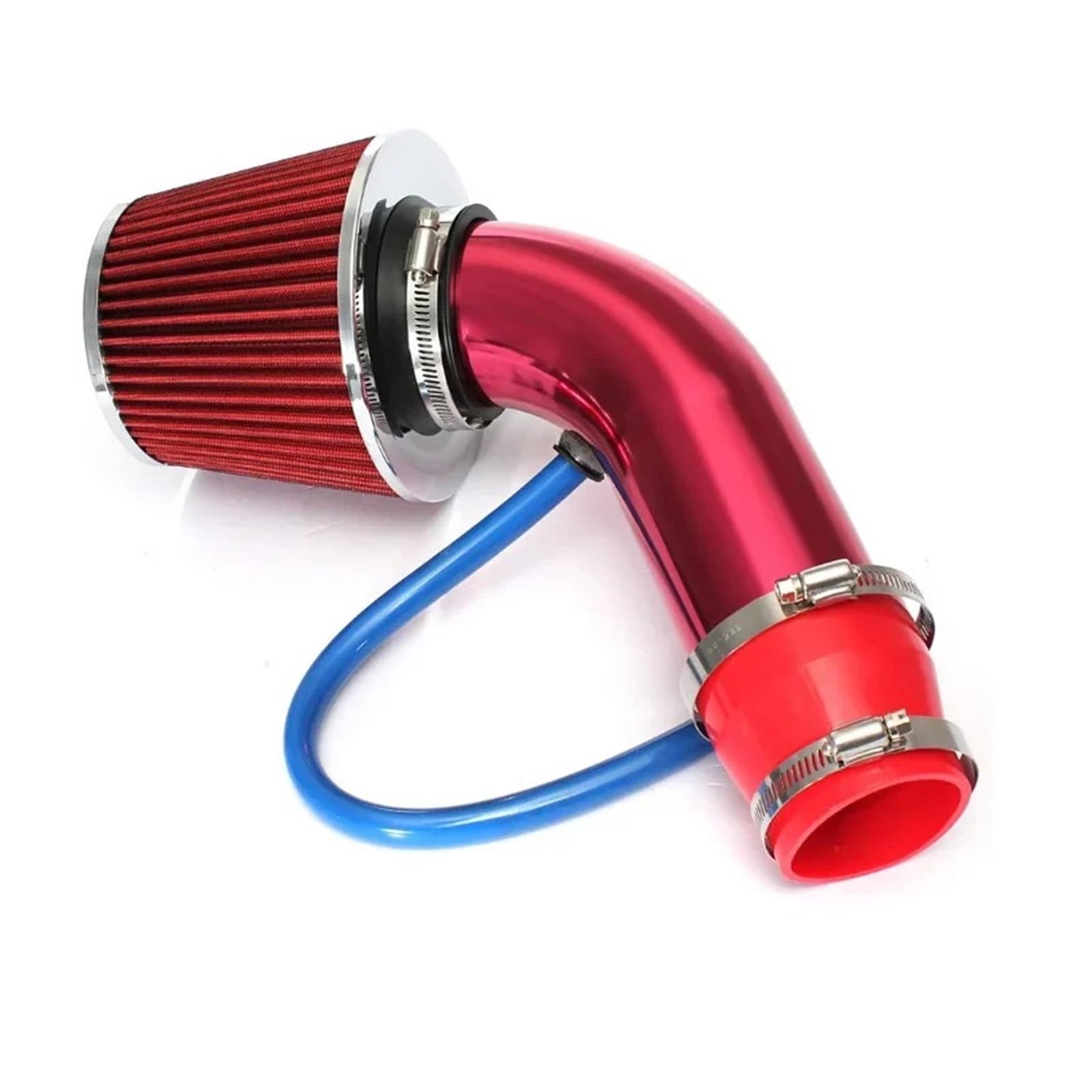 Luftansaugschlauch Universal New 76mm Auto Racing Cold Air Intake System Turbo Induktionsrohr Rohr Kit Aluminium Mit Kegel Luftfilter Einlass Ansaugrohr(Rot) von DUDUYANG