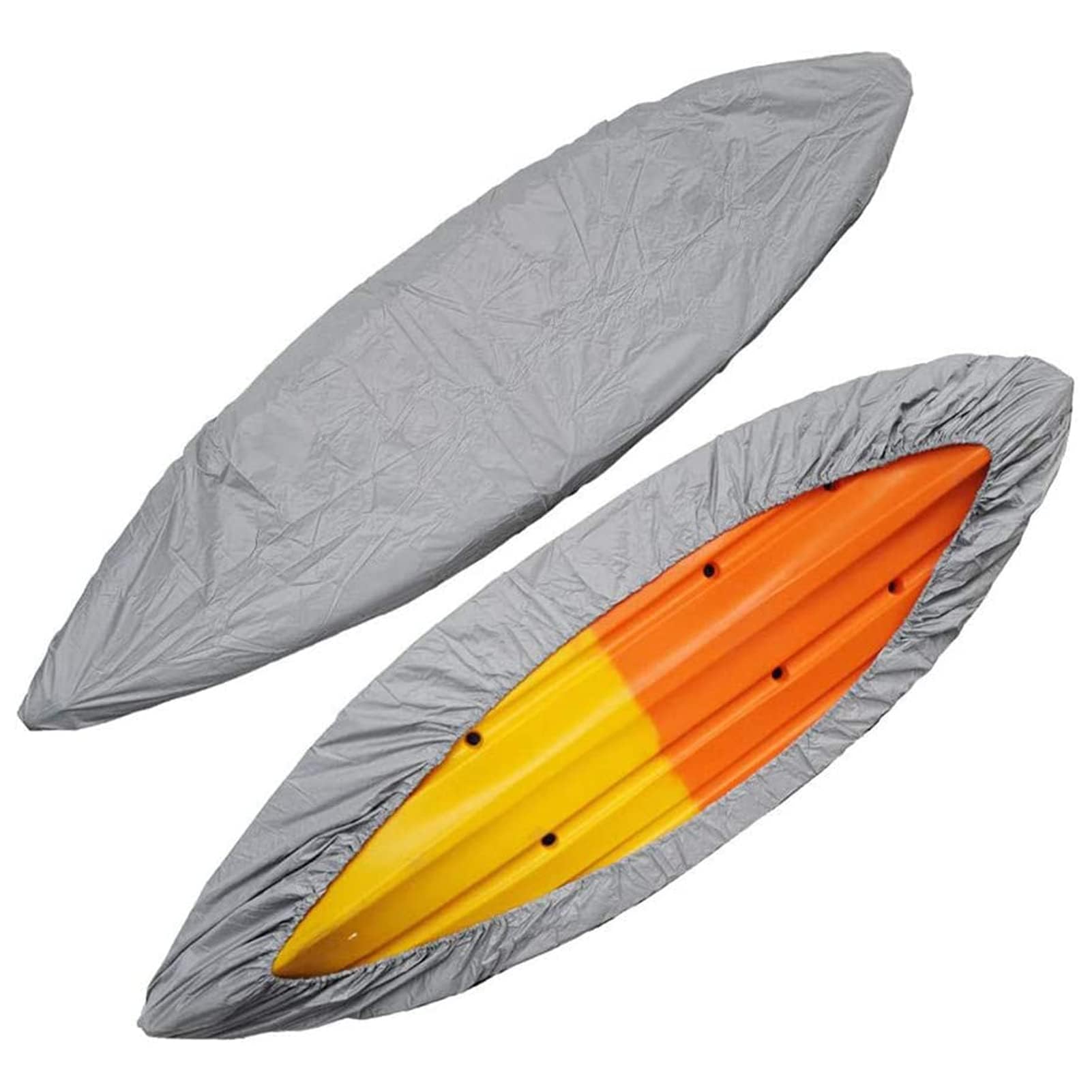 420D Kajak Abdeckung Wasserdicht UV-beständig Kajak Persenning Oxford-Stoff Plane mit Gurten Boot Abdeckplane Staubschutz für Fischerboot/Kanu/Paddelbrett/Canoeing (Grey, 4.5m/14.7ft Cover) von DUEYUN
