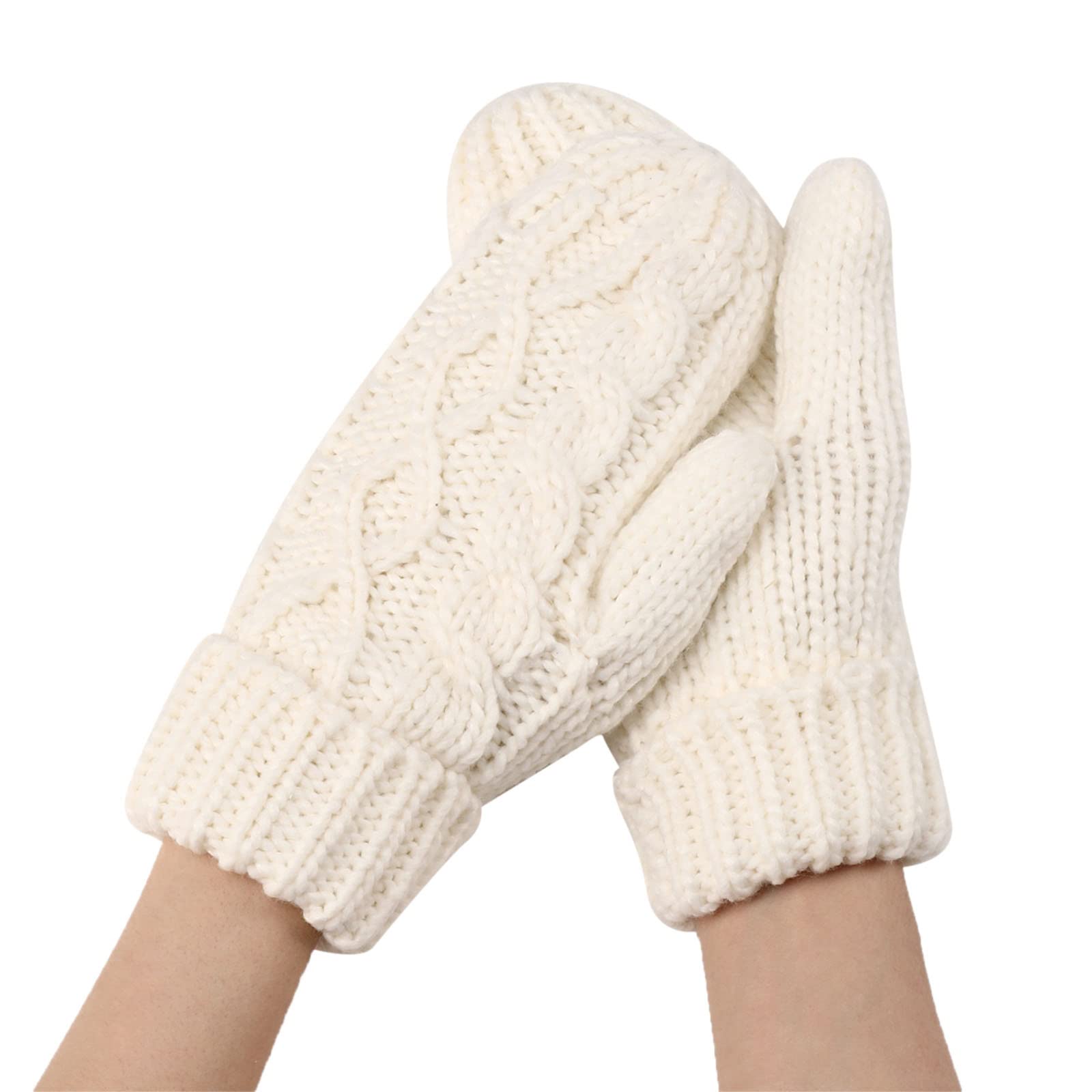 DUHGBNE Winterhandschuhe für Damen, warmer Handschuh, winddicht, elastisch, SMS, schwarze Handschuhe, Damen Armstulpen Hautfarben (White, One Size) von DUHGBNE