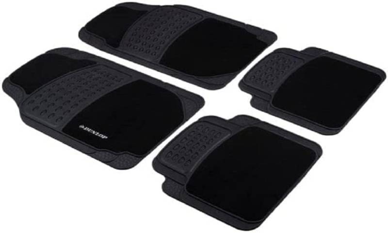 Dunlop Fußmatten Auto - 4 Stück - 2 Automatten 65 x 41 cm - 2 Auto Fußmatten 41 x 40 cm - Passend für jedes Auto - PVC/Polyester - Schwarz von Dunlop