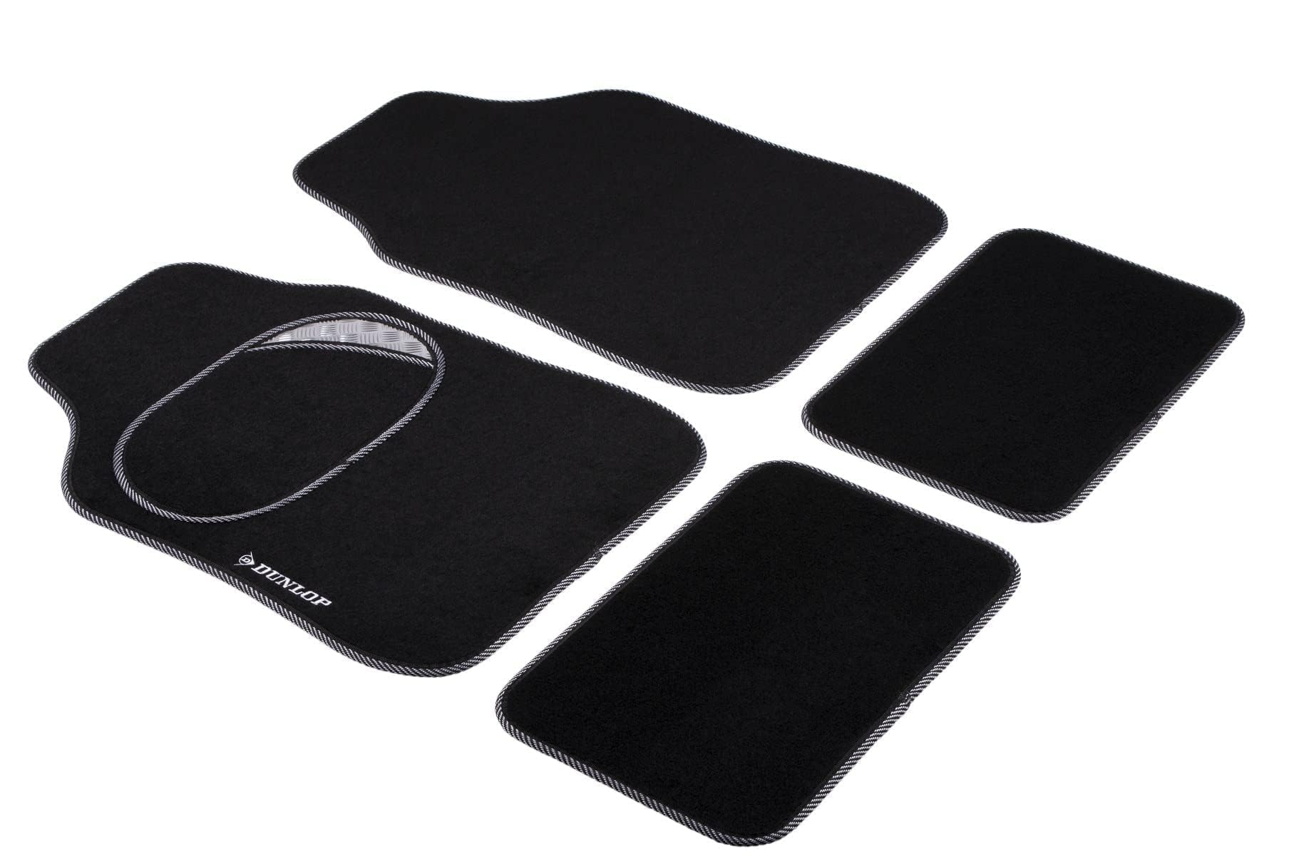Dunlop Fußmatten Auto - 4 Stück - 2 Automatten 66 x 44 cm - 2 Auto Fußmatten 28 x 42 cm - Verstärkte Fersenkissen - Anti-Rutsch - Schwarz Dunlop Fußmatten Auto - 4 Stück - 2 Automatten 66 x 44 cm - 2 Auto Fußmatten 28 x 42 cm - Verstärkte Fersenkissen - Anti-Rutsch - Schwarz von Dunlop