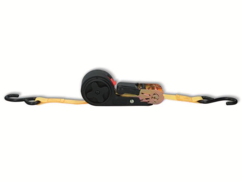 Dunlop Spanngurt mit Ratsche - Zurrgurt 4 Meter - Max. 250KG - Automatisches Aufrollsystem - Nylon - Gelb/Schwarz von Dunlop