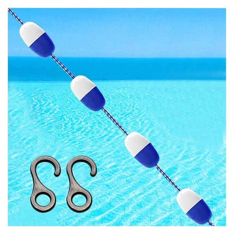 Swim Pool Lane Liine Divide – Seil- und Schwimmer-Set für Schwimmbecken, Sicherheits-Schwimmer-Trennseil-Sets mit 2 vormontierten Edelstahlhaken, Poolzubehör(12m/40ft) von DUOAZJL
