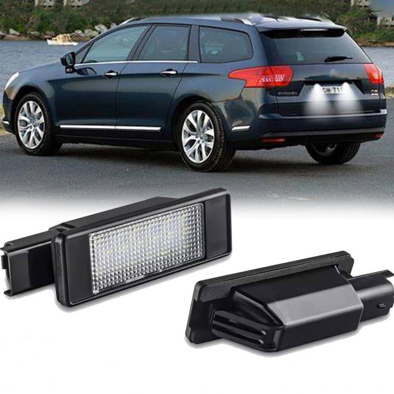 DUOMAICN 2X 18 SMD Kennzeichenbeleuchtung 6000K Kompatibel mit Peugeot 106 207 307 308 406 407 Kompatibel mit Citroen C3 C4 C5 C6 C8 Kennzeichenleuchte hinten von DUOMAICN