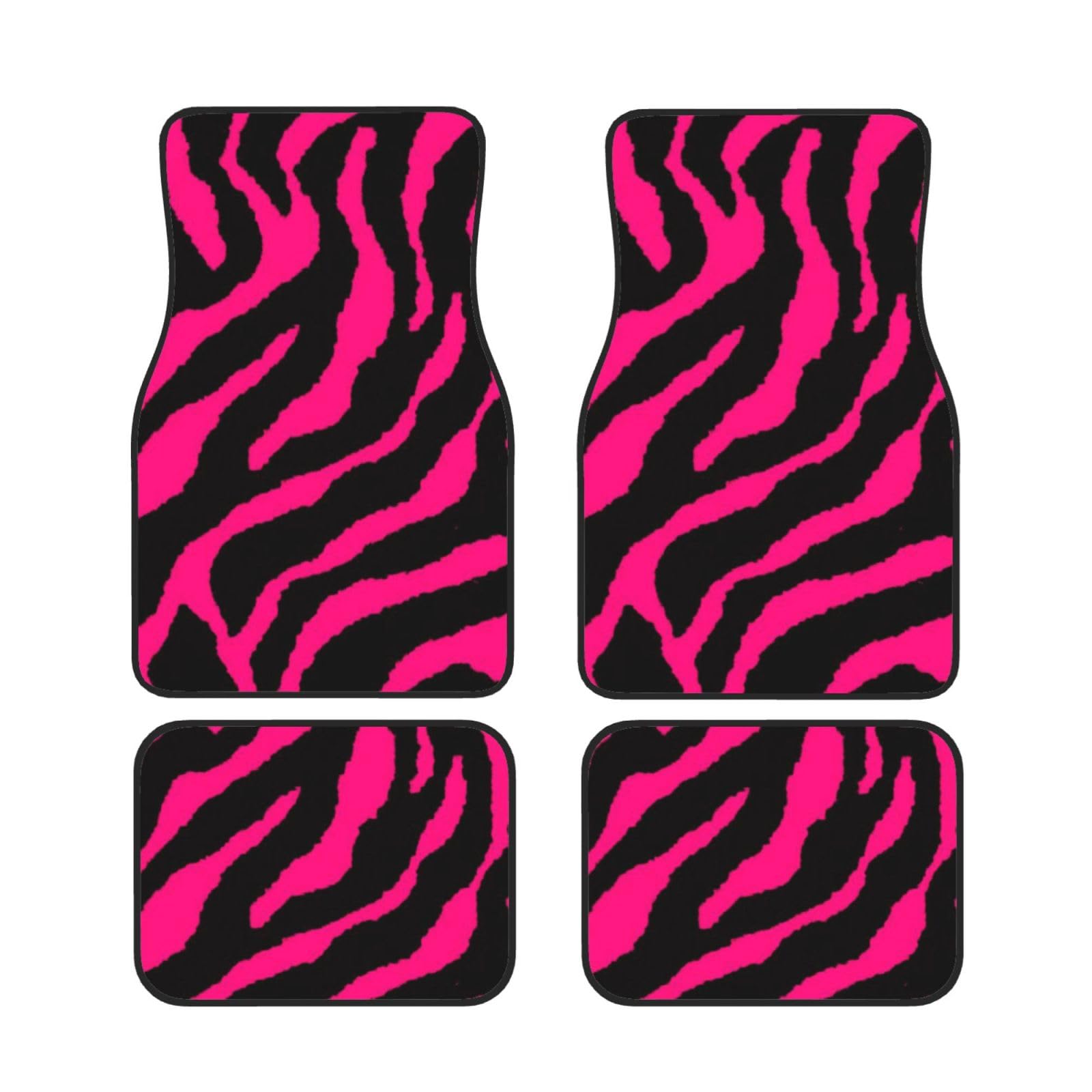 Zebra Tiger Leopard Pink Print Auto Fußmatten Set von 4 Stück Allwetter Automotive Front & Rear Foot Carpets Heavy Duty Schutz Automatte Zebra Tiger Leopard Pink Print Auto Fußmatten Set von 4 Stück Allwetter Automotive Front & Rear Foot Carpets Heavy Duty Schutz Automatte von DUORHEV