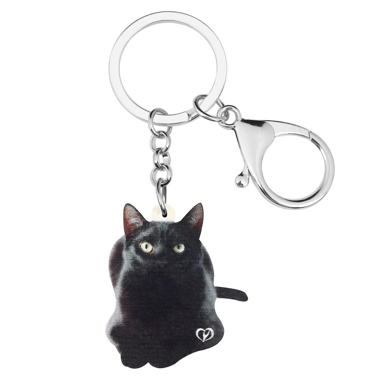DUOWEI Cute Katze Schlüsselanhänger Acryl Haustier Cat Schlüsselring Handtasche Dekoration für Frauen Girls Charme Geschenk (Schwarze Bombay-Katze) von DUOWEI