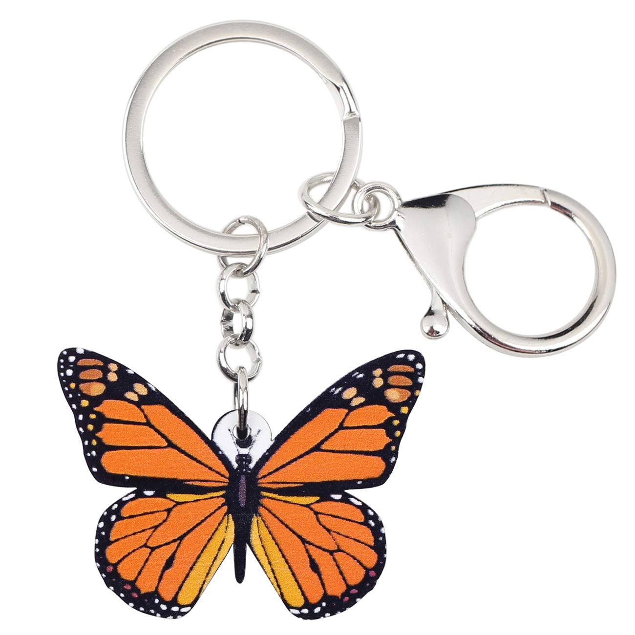 DUOWEI Vivid Acryl Morpho Monarch Schmetterling Schlüsselanhänger Handtasche Charm Ringe Sommer Geschenk für Damen (Braun) von DUOWEI