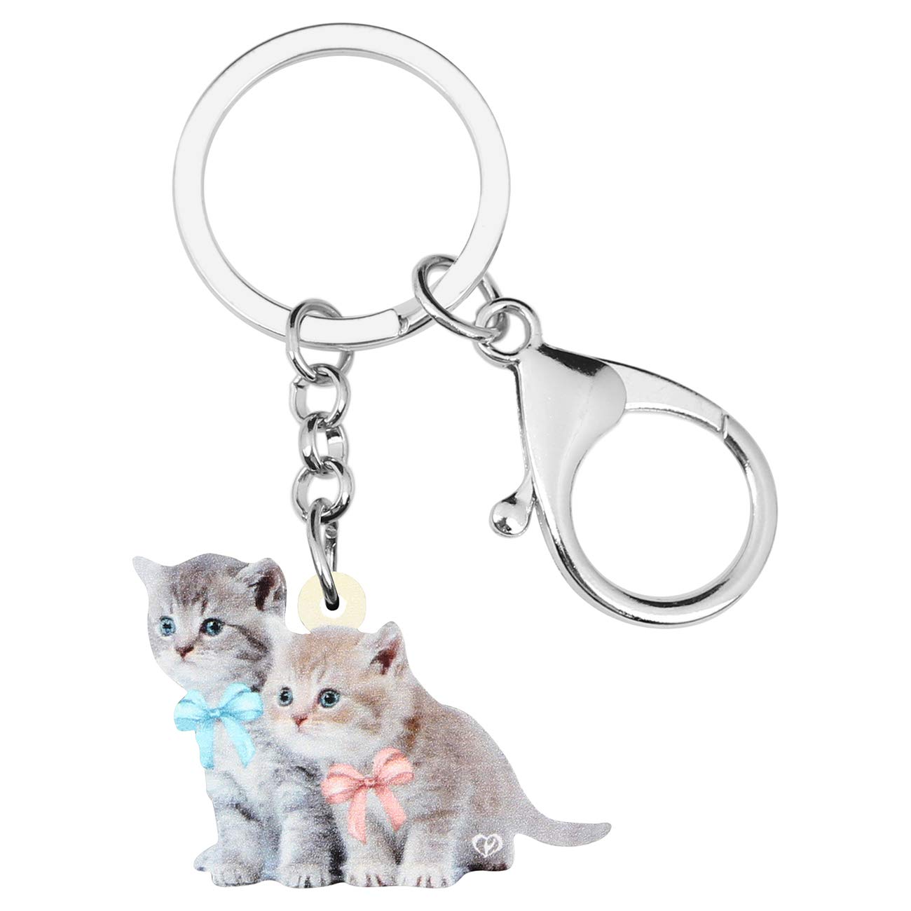 DUOWEI Süße Paar Graue Katze Kätzchen Schlüsselanhänger Acryl Haustier Schlüsselring Handtasche Dekoration für Frauen Teen Girl Charme Geschenk (Graue) von DUOWEI