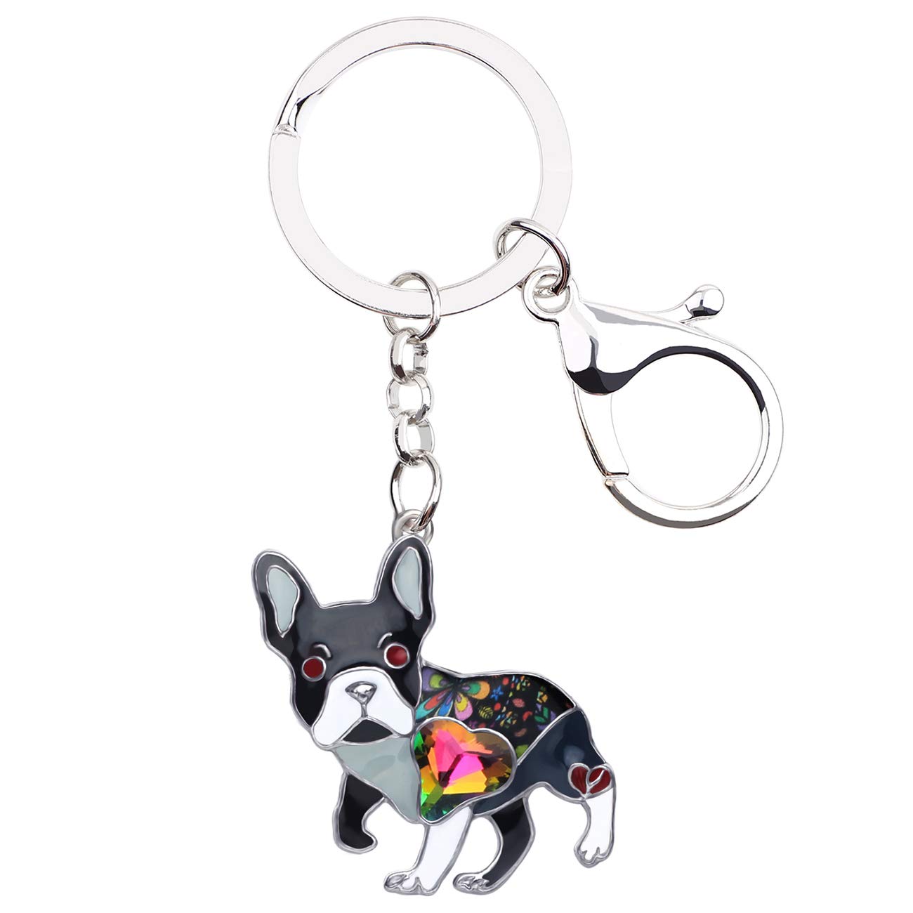 DUOWEI Schlüsselanhänger mit französischer Bulldogge, Emaille, Strass, für Damen und Mädchen - Schwarz - Medium DUOWEI Schlüsselanhänger mit französischer Bulldogge, Emaille, Strass, für Damen und Mädchen - Schwarz - Medium von DUOWEI