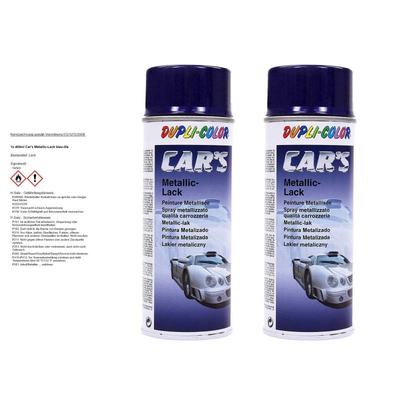 2x DUPLI COLOR 400ml Car's Metallic-Lack blau-lila von Dupli-Color