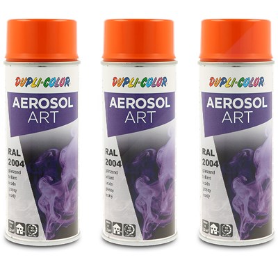 Dupli Color 3x 400ml Aerosol Art RAL 2004 reinorange glänzend [Hersteller-Nr. 732942] von DUPLI COLOR