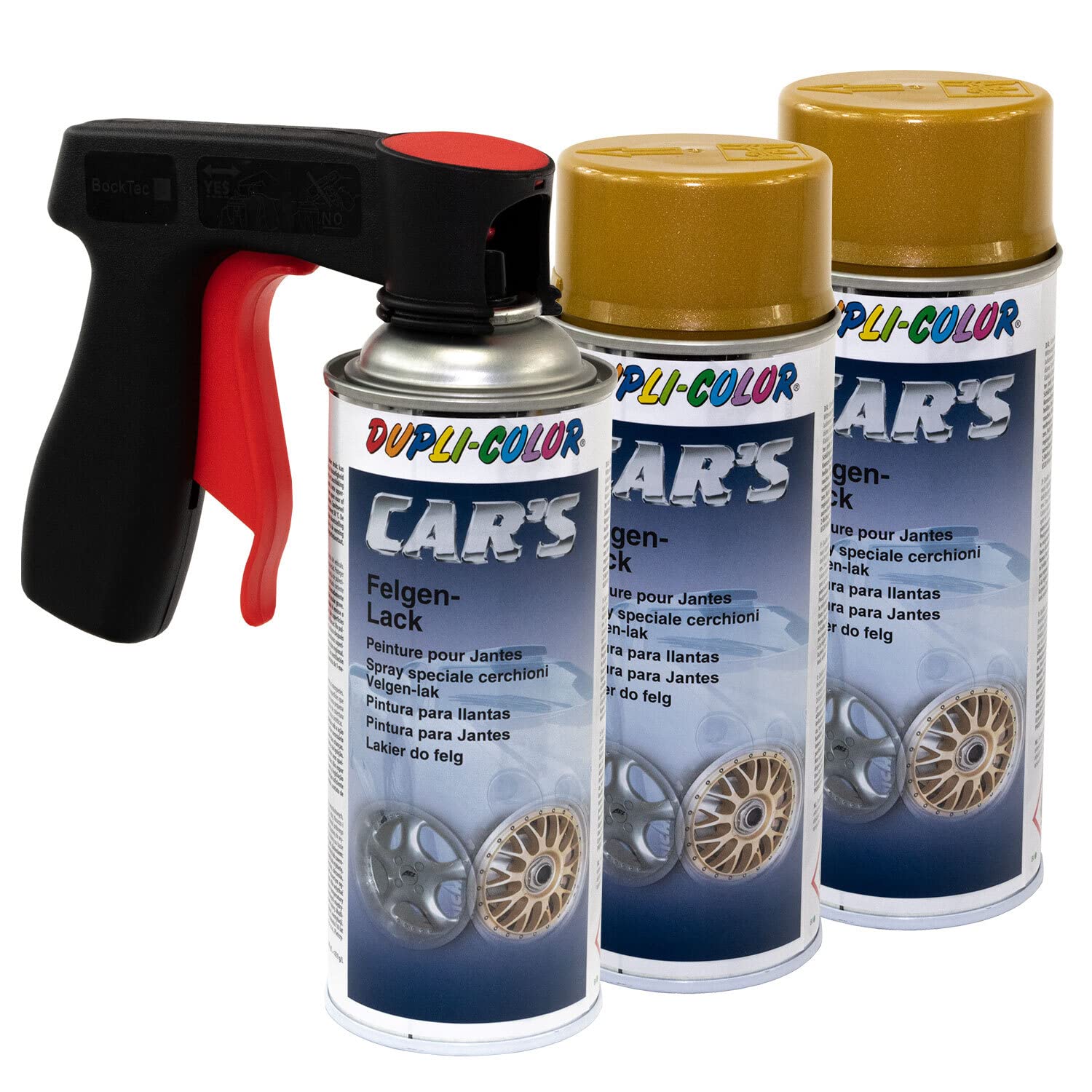 Felgenlack Lack Spray Car's Dupli Color 385902 Gold 3 X 400 ml mit Pistolengriff Felgenlack Lack Spray Car's Dupli Color 385902 Gold 3 X 400 ml mit Pistolengriff von DUPLI_bundle