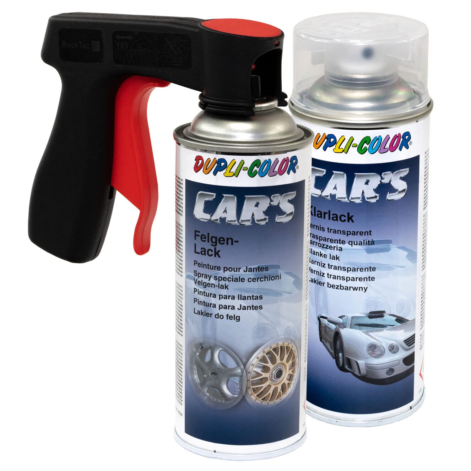 Felgenlack Lack Spray Car's Dupli Color 385902 Gold 400 ml + Klarlack 385858 400 ml mit Pistolengriff Felgenlack Lack Spray Car's Dupli Color 385902 Gold 400 ml + Klarlack 385858 400 ml mit Pistolengriff von DUPLI_bundle