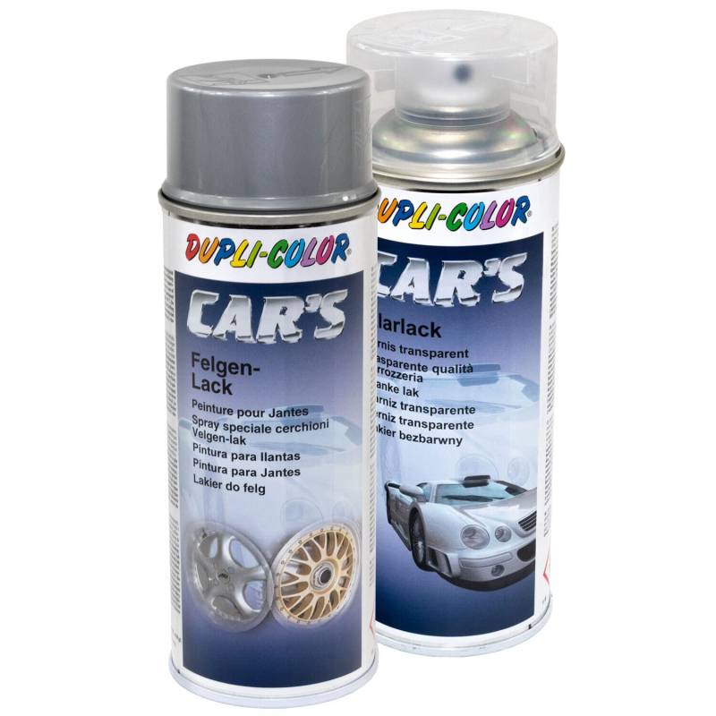 Felgenlack Lack Spray Car's Dupli Color 385919 Silber 400 ml + Klarlack 385858 400 ml von DUPLI_bundle
