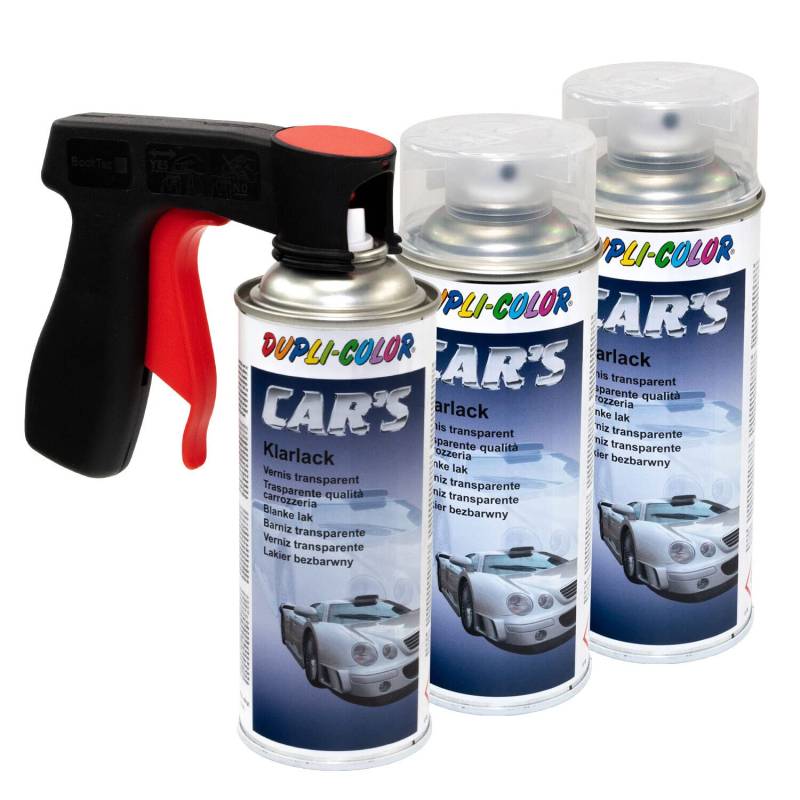 Klarlack Lack Spray Car's Dupli Color 385858 glänzend 3 X 400 ml mit Pistolengriff von DUPLI_bundle