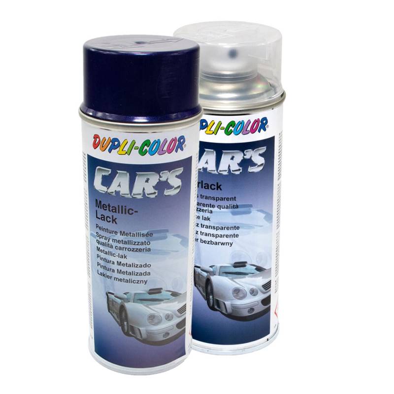 Lackspray Spraydose Cars Dupli Color 706844 blau-lila metallic 400 ml + Klarlack 385858 400 ml von DUPLI_bundle