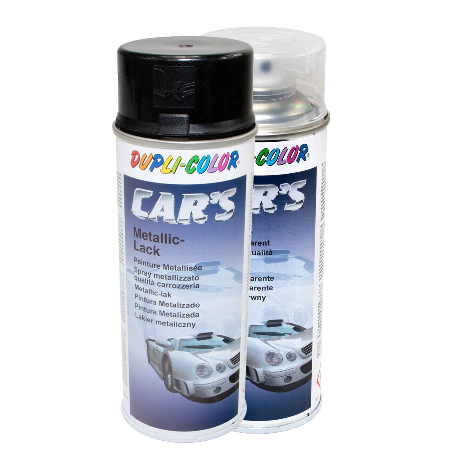 Lackspray Spraydose Cars Dupli Color 706875 schwarz metallic 400 ml + Klarlack 385858 400 ml von DUPLI_bundle