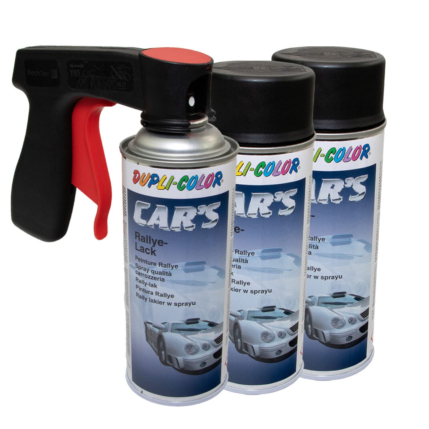 Lackspray Spraydose Sprühlack Cars Dupli Color 652240 schwarz seidenmatt 3 X 400 ml mit Pistolengriff von DUPLI_bundle