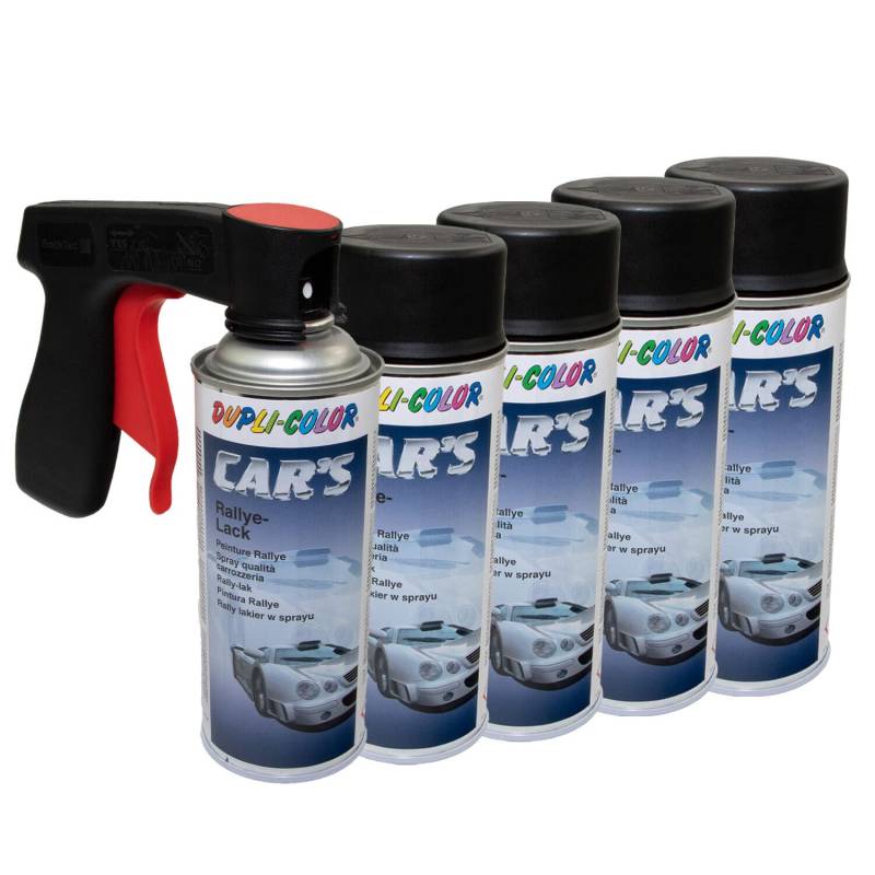 Lackspray Spraydose Sprühlack Cars Dupli Color 652240 schwarz seidenmatt 5 X 400 ml mit Pistolengriff von DUPLI_bundle