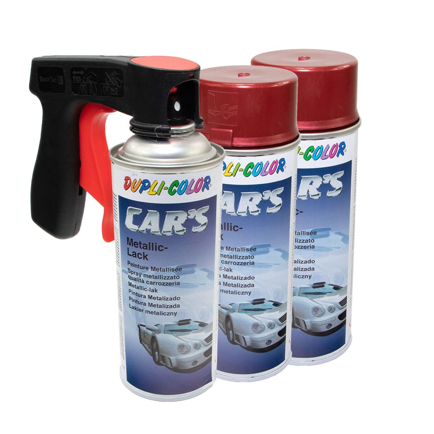 Lackspray Spraydose Sprühlack Cars Dupli Color 706868 rot metallic 3 X 400 ml mit Pistolengriff von DUPLI_bundle