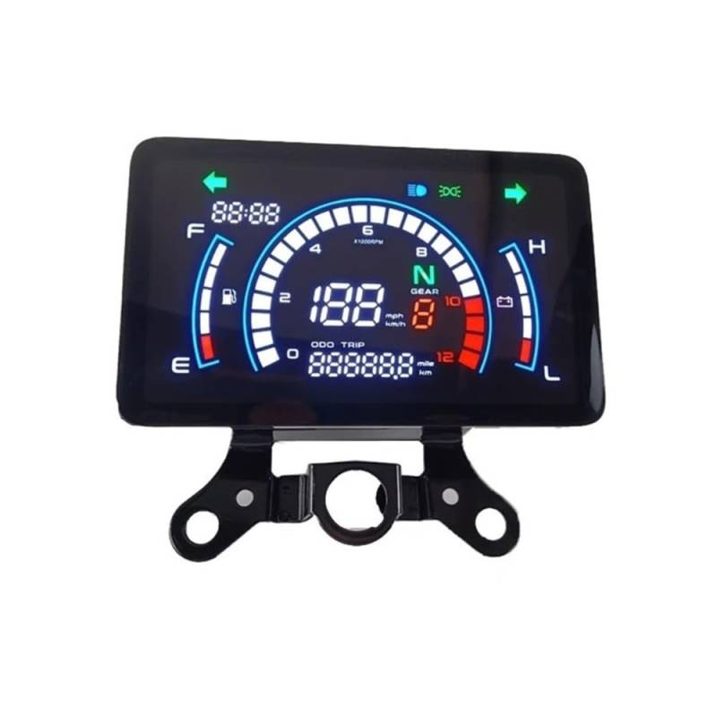 DUSHUO Kilometerzähler Motorrad 12V Digital Tachometer Kilometerzähler Armaturenbrett Motorrad Messgerät Für CG125 von DUSHUO