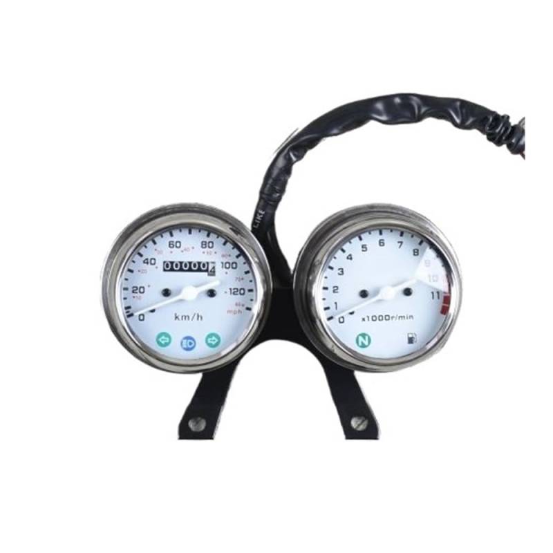DUSHUO Kilometerzähler Motorrad 12V Doppelköpfe Universal Motorrad Mechanischer Kilometerzähler Tachometer Und Motordrehzahlinstrument von DUSHUO