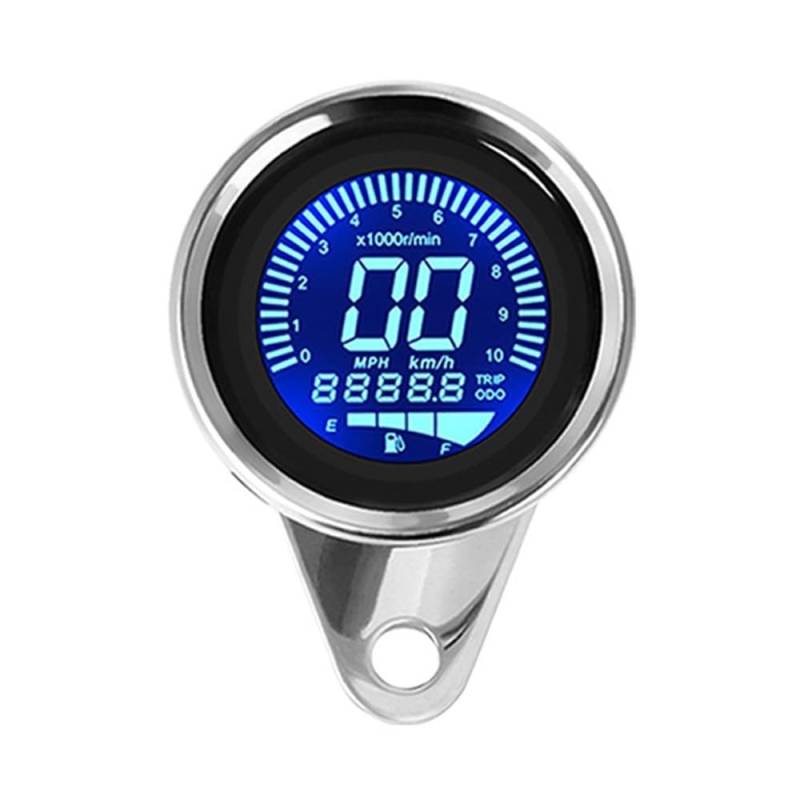 DUSHUO Kilometerzähler Motorrad 12V Universal Digital Motorrad Tachometer Kilometerzähler Drehzahlmesser Messgerät Kraftstoffzähler Anzeige(Color-SI) von DUSHUO